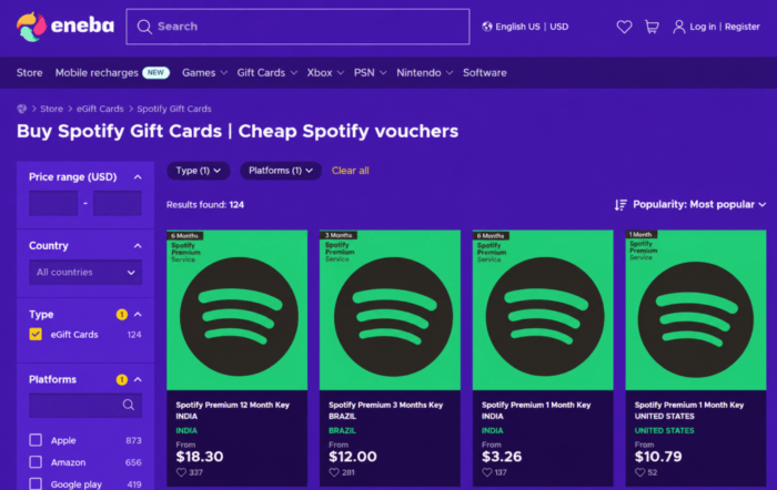 Spotify Premium gift card